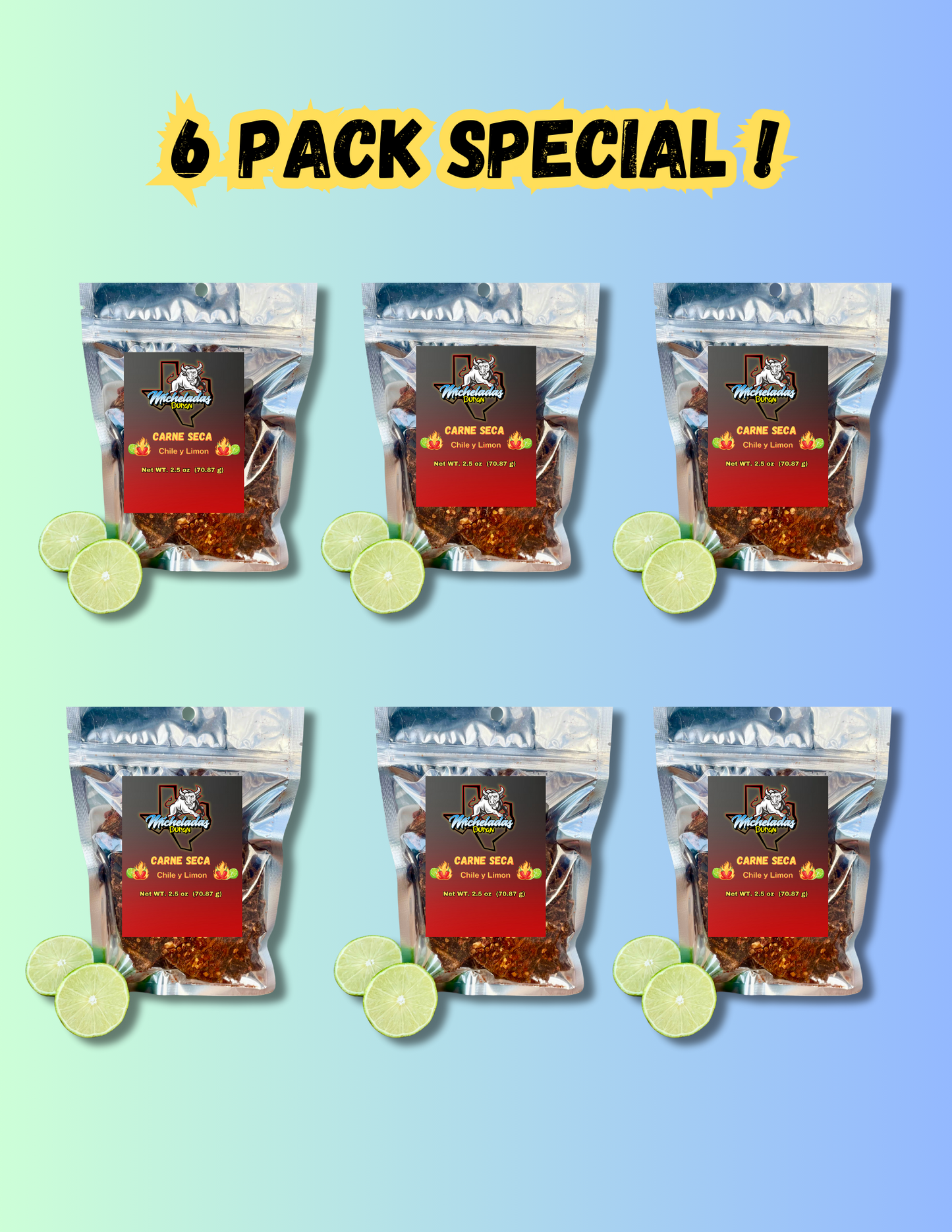 Carne Seca Chile Limon 6 Pack